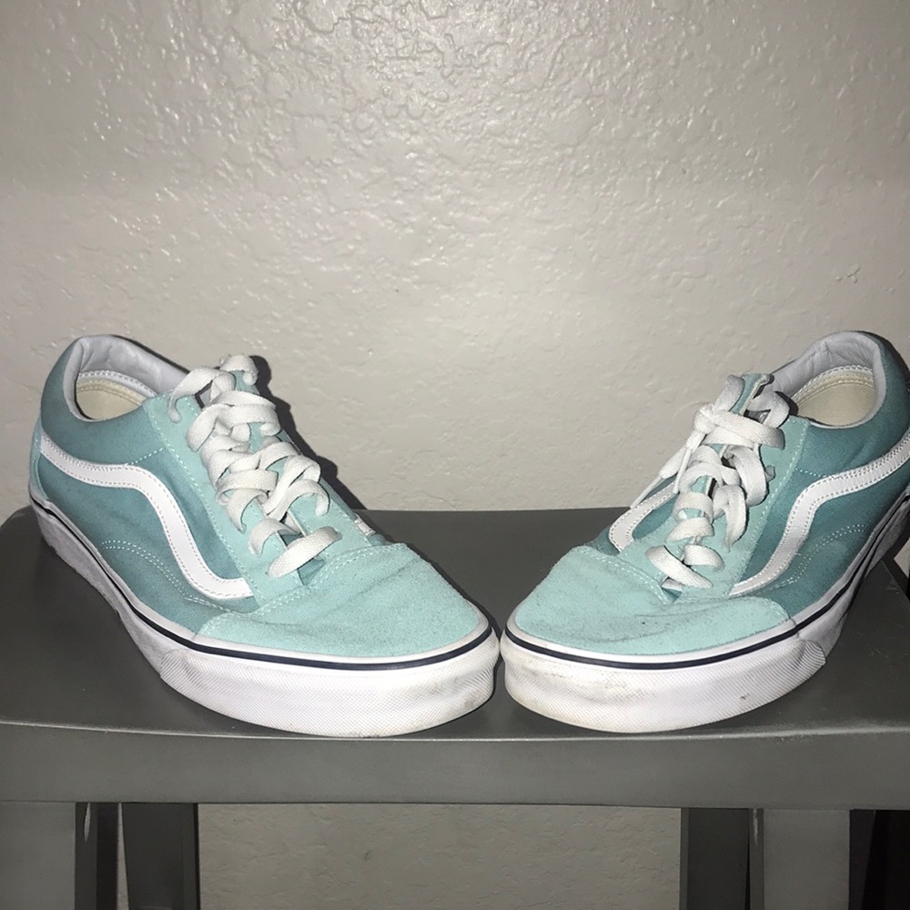 Vans Old Skool Mint Green/Teal Sneakers Men 11 Womens 12.5 Skate Low Top Suede